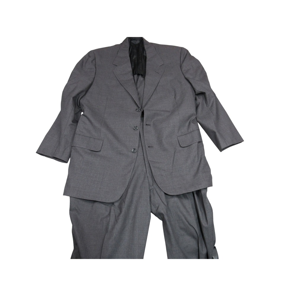 Oxxford Clothes Mens Gray Super 100s Wool 3 Button Suit 44R 39R Manhattan Court